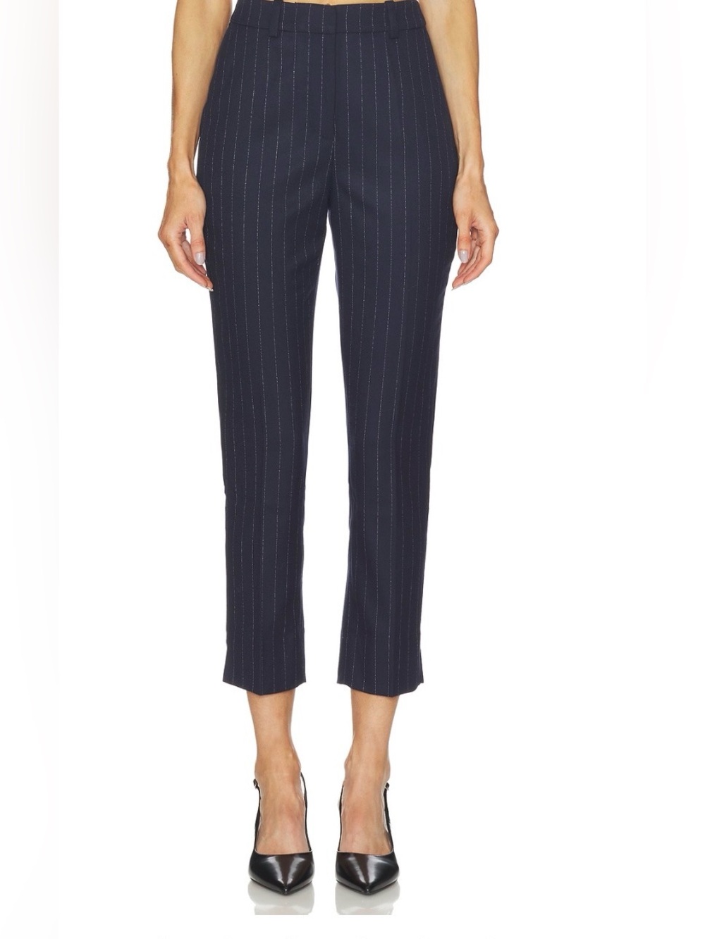 Favorite Daughter Cigarette Pant in Navy Pinstripe